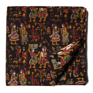 Precut 1meter - Black & Yellow Printed Cotton Fabric