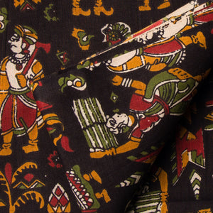 Precut 1meter - Black & Yellow Printed Cotton Fabric