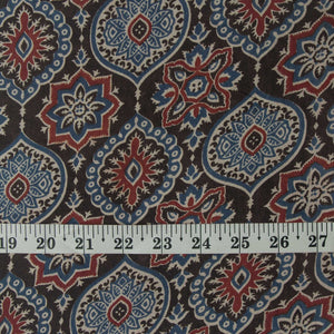 Precut 1 meter -Ajrakh Hand Printed Natural Dyed Cotton Fabric