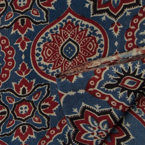 Precut 0.25 meters -Ajrakh Hand Printed Natural Dyed Cotton Fabric