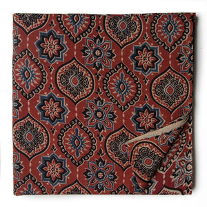 Ajrakh Hand Block Natural Dyed Cotton Fabric
