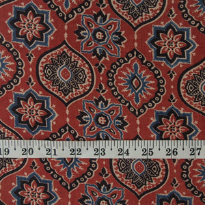 Precut 1 meter -Ajrakh Hand Printed Natural Dyed Cotton Fabric