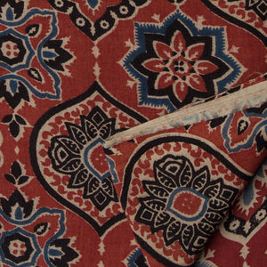 Precut 1 meter -Ajrakh Hand Printed Natural Dyed Cotton Fabric