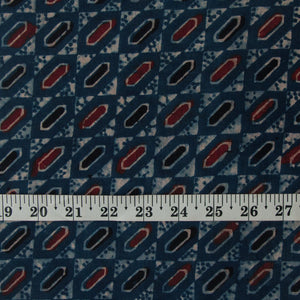 Precut 0.50 meters -Ajrakh Hand Printed Natural Dyed Cotton Fabric