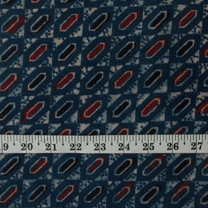 Precut 1 meter -Ajrakh Hand Printed Natural Dyed Cotton Fabric