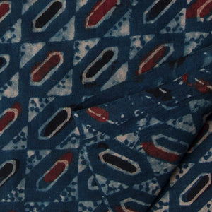 Precut 0.50 meters -Ajrakh Hand Printed Natural Dyed Cotton Fabric
