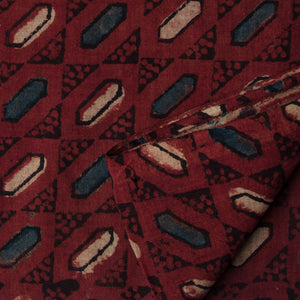 Precut 1 meter -Ajrakh Hand Printed Natural Dyed Cotton Fabric