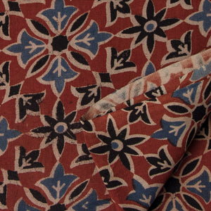 Precut 1 meter -Ajrakh Hand Printed Natural Dyed Cotton Fabric