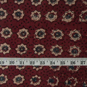 Precut 0.25 meters -Ajrakh Hand Printed Natural Dyed Cotton Fabric