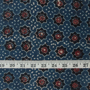 Precut 1 meter -Ajrakh Hand Printed Natural Dyed Cotton Fabric