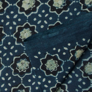 Precut 0.50 meters -Ajrakh Hand Printed Natural Dyed Cotton Fabric