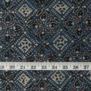 Precut 0.50 meters -Ajrakh Hand Printed Natural Dyed Cotton Fabric