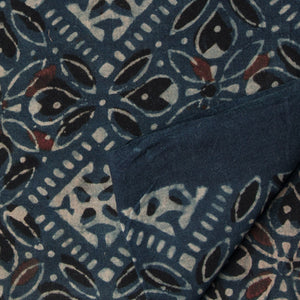 Precut 0.50 meters -Ajrakh Hand Printed Natural Dyed Cotton Fabric