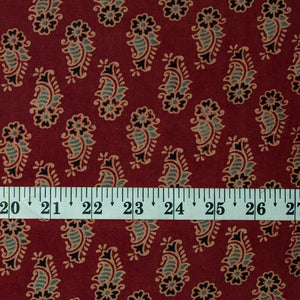 Precut 0.75 meters -Ajrakh Hand Block Natural Dyed Cotton Fabric