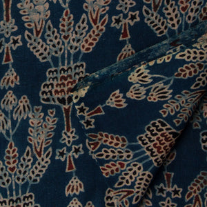 Precut 1 meter -Ajrakh Hand Block Natural Dyed Cotton Fabric