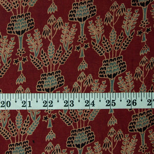 Precut 0.75 meters -Ajrakh Hand Block Natural Dyed Cotton Fabric