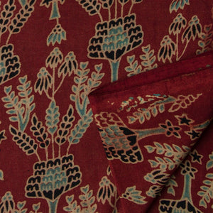 Precut 0.75 meters -Ajrakh Hand Block Natural Dyed Cotton Fabric
