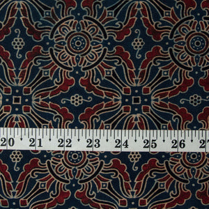 Precut 0.75 meters -Ajrakh Hand Block Natural Dyed Cotton Fabric