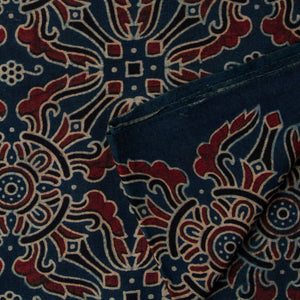 Precut 1 meter -Ajrakh Hand Block Natural Dyed Cotton Fabric