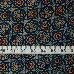 Precut 0.50 meters -Ajrakh Hand Block Natural Dyed Cotton Fabric