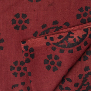Precut 1 meter -Ajrakh Hand Block Natural Dyed Cotton Fabric