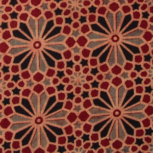 Precut 0.75 meters -Red & Off White Ajrakh Hand Block Printed Cotton Fabric