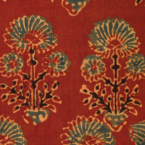 Precut 0.75 meters -Blue & Red Ajrakh Hand Block Printed Cotton Fabric