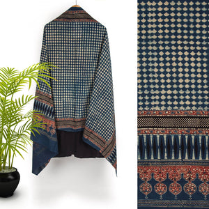 Ajrakh Hand Block Printed Cotton Dupatta