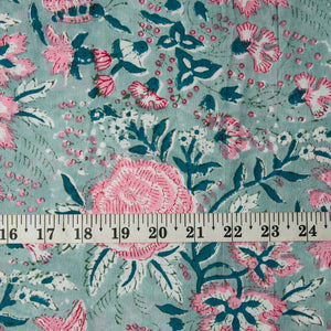 Precut 1meter - Sanganeri Hand Block Printed Cotton Fabric