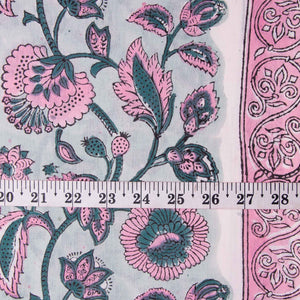 Precut 1meter - Sanganeri Hand Block Printed Cotton Fabric