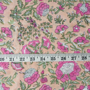 Precut 1 meters -Sanganeri Hand Block Printed Cotton Fabric
