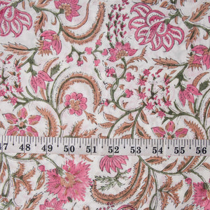 Precut 0.25 meters -Sanganeri Hand Block Printed Cotton Fabric