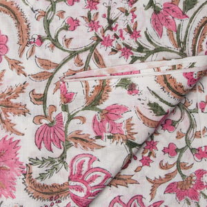 Precut 1 meters -Sanganeri Hand Block Printed Cotton Fabric