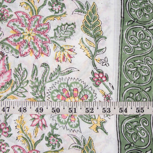 Precut 0.75 meters -Sanganeri Hand Block Printed Cotton Fabric
