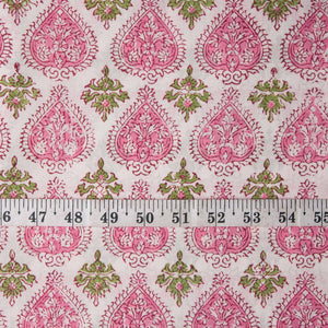 Precut 0.5 meter -Sanganeri Hand Block Printed Cotton Fabric