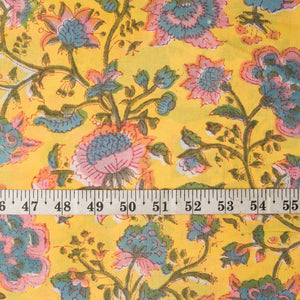 Precut 0.50 meters -Sanganeri Hand Block Printed Cotton Fabric