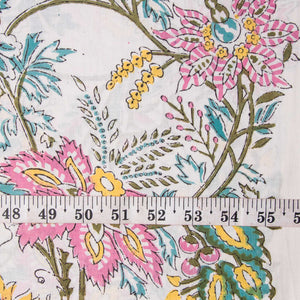 Precut 0.75 meter -Sanganeri Hand Block Printed Cotton Fabric