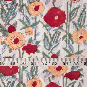 Precut 0.25 meter -Sanganeri Hand Block Printed Cotton Fabric