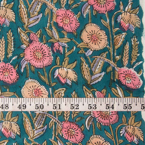Precut 0.5 meter -Sanganeri Hand Block Printed Cotton Fabric