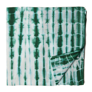 Green and White Tie dye Sanganeri Hand Block Printed Cotton Fabric