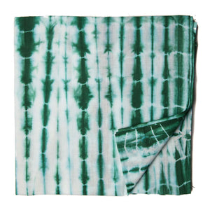 Green and White Tie dye Sanganeri Hand Block Printed Cotton Fabric