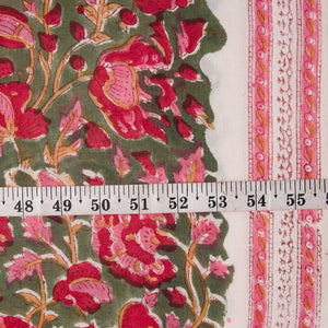 Precut 0.25 meter -Sanganeri Hand Block Printed Cotton Fabric