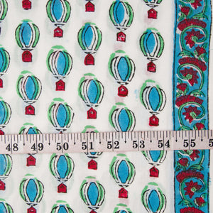 Precut 0.25 meter -Sanganeri Hand Block Printed Cotton Fabric