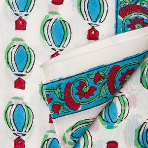 Precut 0.25 meter -Sanganeri Hand Block Printed Cotton Fabric