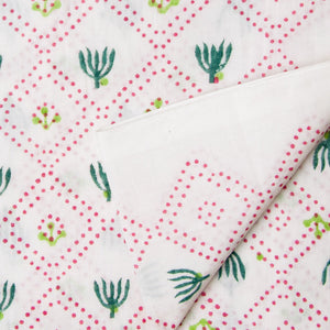 Precut 0.25 meter -Sanganeri Hand Block Printed Cotton Fabric