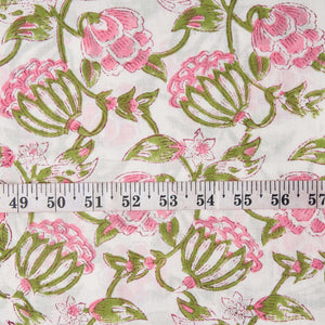 Precut 0.5 meters -Sanganeri Hand Block Printed Cotton Fabric
