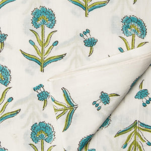 Precut 0.75 meters -Sanganeri Hand Block Printed Cotton Fabric