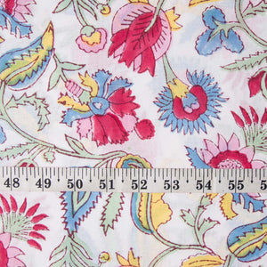 Precut 0.75meter - Sanganeri Hand Block Printed Cotton Fabric