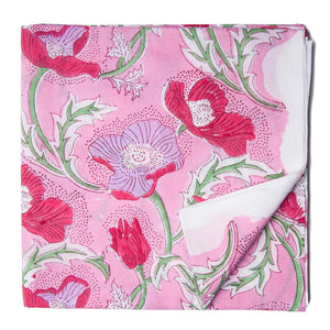 PINK FLORAL HANDBLOCK PRINTED PURE COTTON FABRIC