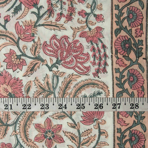 Precut 0.25 meters -Sanganeri Hand Block Printed Cotton Fabric